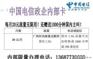 20元广西区内流量无限用，另送全国打全国1000分钟 - 桂林28生活网 www.28life.com