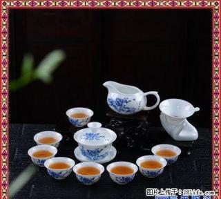 青花瓷套组12头高白茶壶茶杯茶漏公道杯盖碗茶壶办公室中式茶杯套装 - 桂林28生活网 www.28life.com