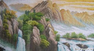 已裱框全手工成品蒸蒸日上满格绣风景山水画出售 - 桂林28生活网 www.28life.com