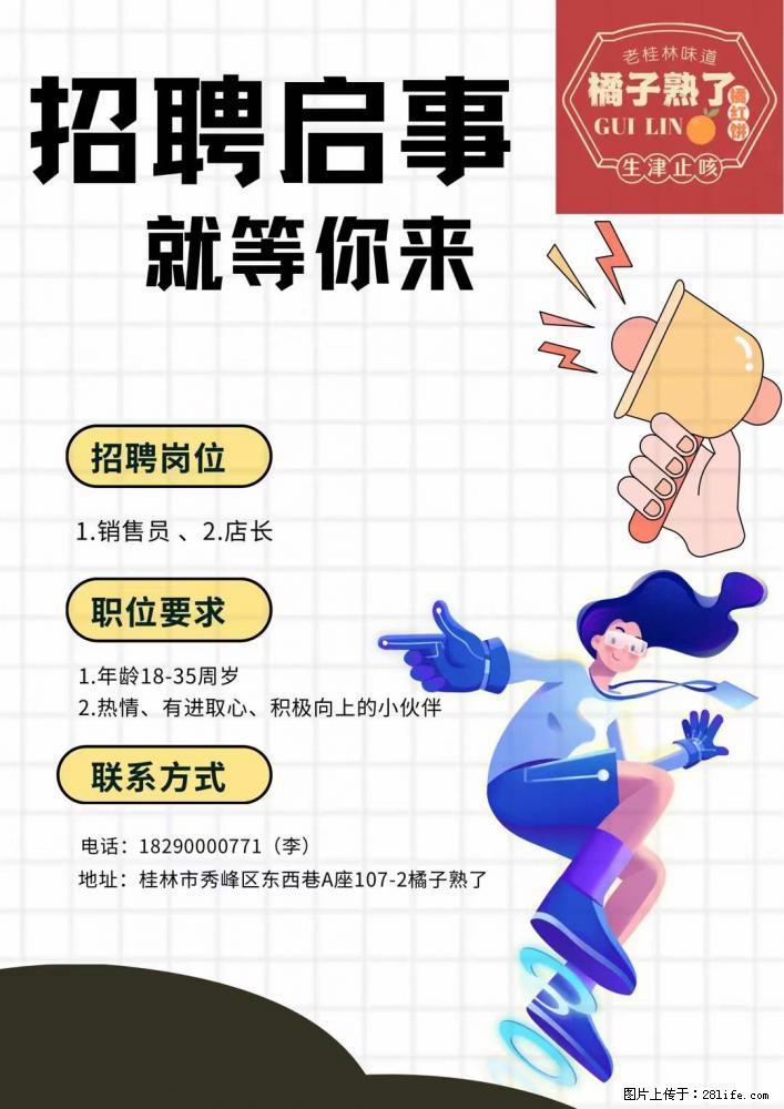 【橘子熟了】招聘销售员、店长 - 市场/销售/客服 - 招聘求职 - 桂林分类信息 - 桂林28生活网 www.28life.com