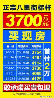 3700买正宗八里街标杆盘！ 从小住到大，70年不换房！ 首付2万直接还月供，买贵包退！