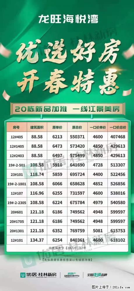 【龙旺海悦湾】清栋活动4400元起,19#20#新品上市,19#20#前20名加2万送车位 - 家居生活 - 桂林生活社区 - 桂林28生活网 www.28life.com