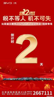 比亚迪2025收官之战团购会，有年终超值优惠，福利一步到位，有现金红包+少量特价车，活动倒计时2天 - 桂林28生活网 www.28life.com