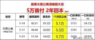 【绿涛·盈泰大厦】公寓清楼层 最后3套，价格史无前例！!